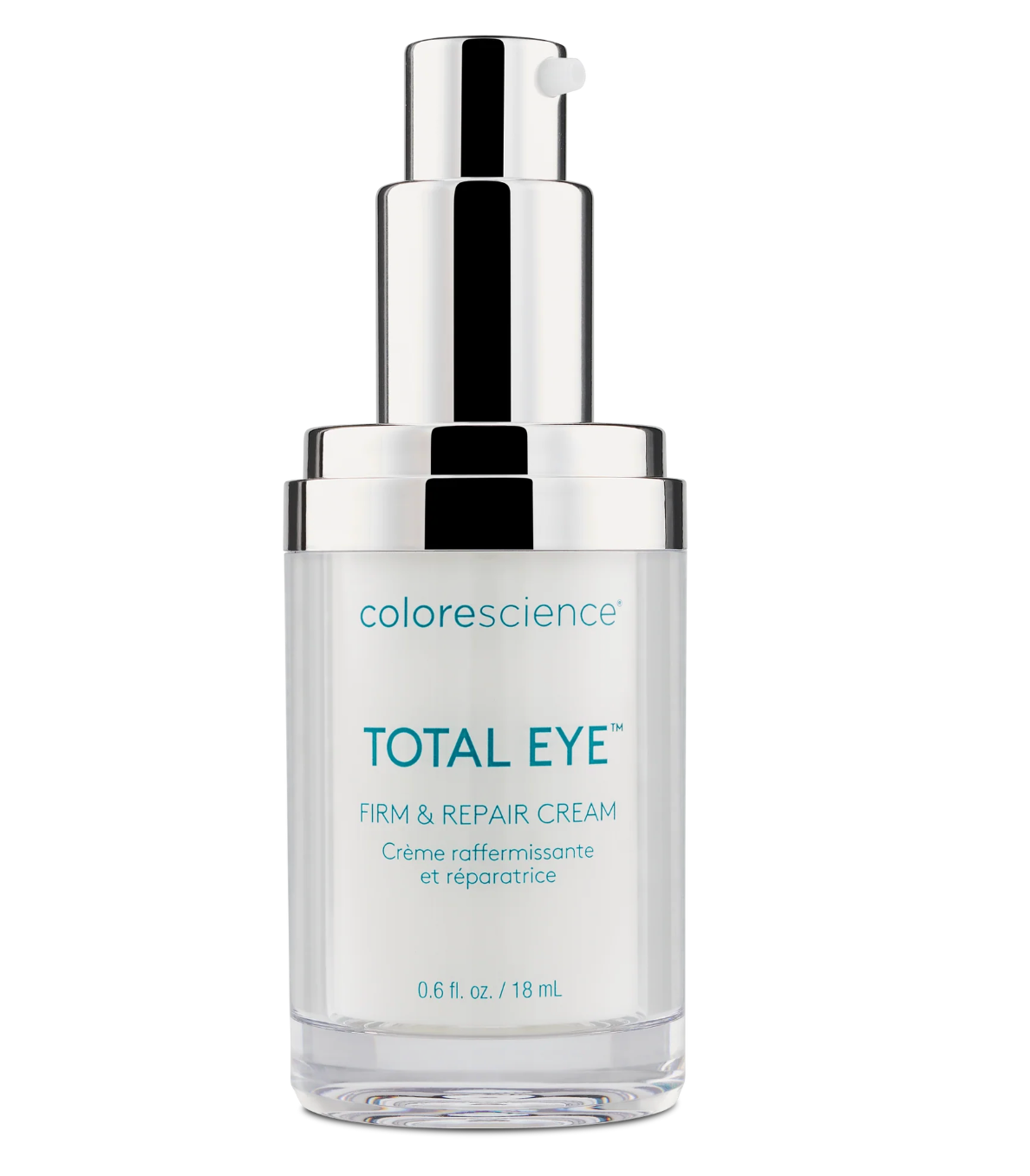 Colorescience Total Eye Firm & Repair Cream bottle on a white background