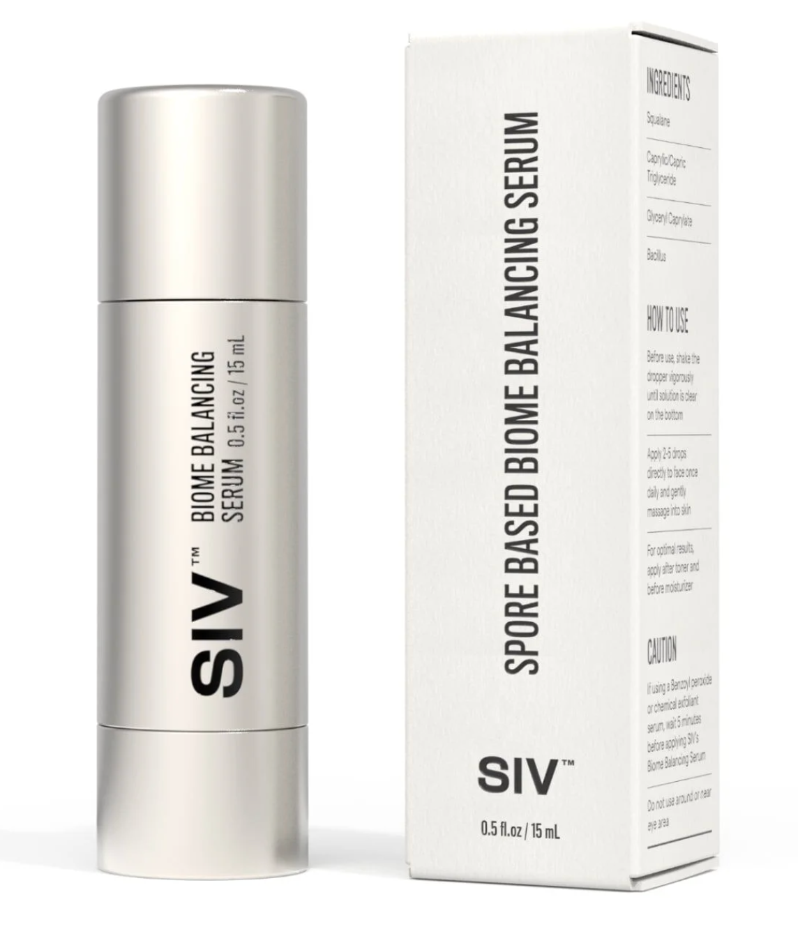 SIV Biome Balancing Serum bottle and packaging on a white background