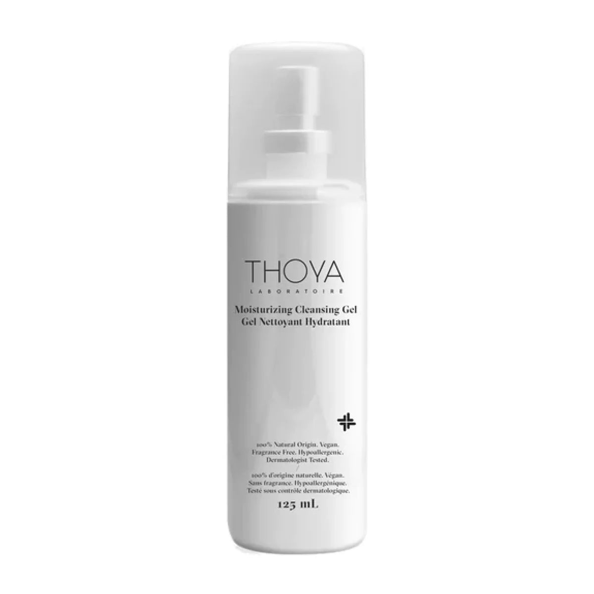Thoya moisturizing cleansing gel bottle on a white background