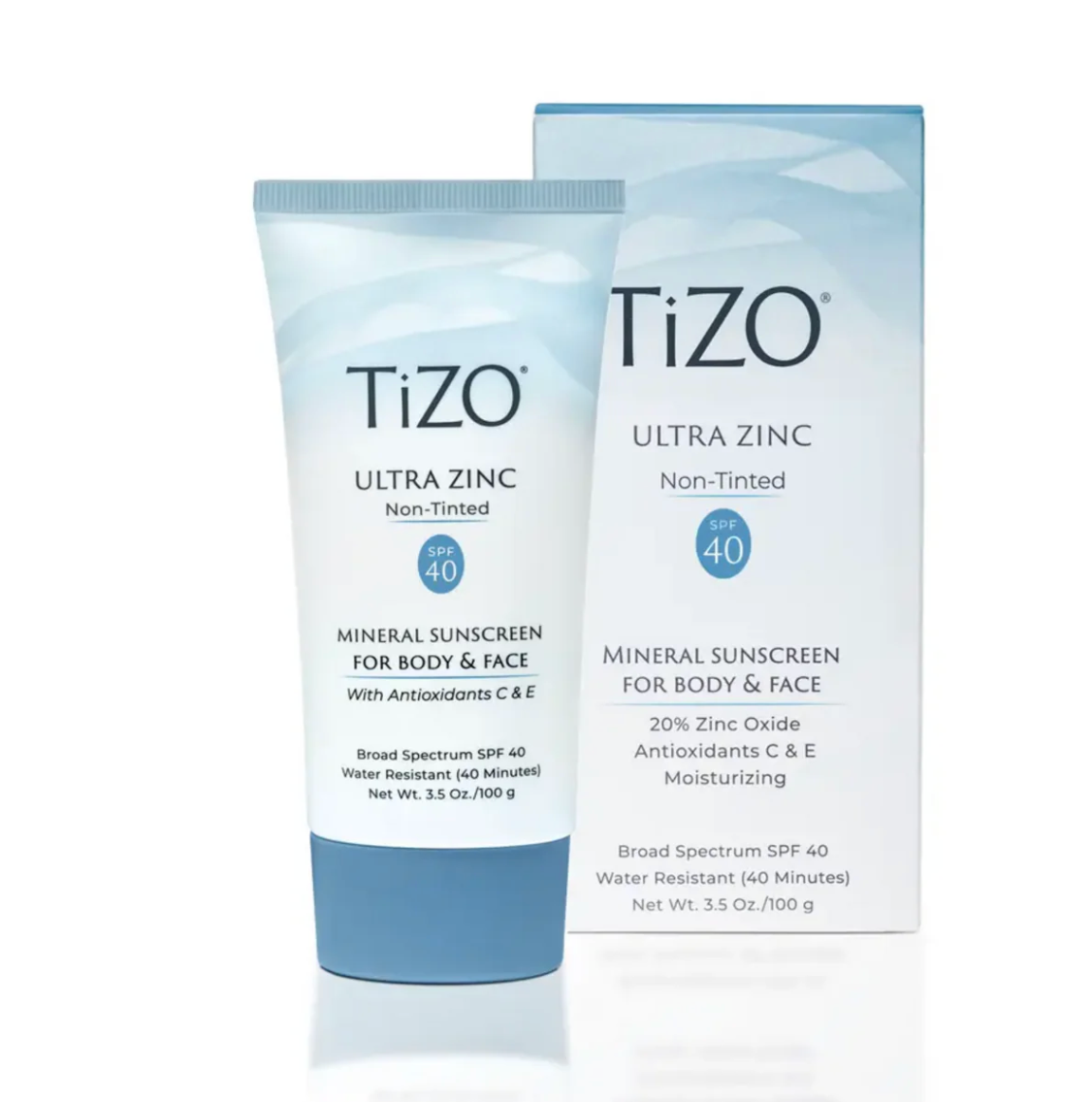 Tizo Ultra Zinc sunscreen packaging on a white background